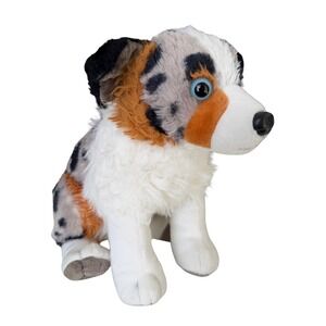 Wild Republic Australian Shepherd Blue Merle Puppy Dog Plush Blue Eyes